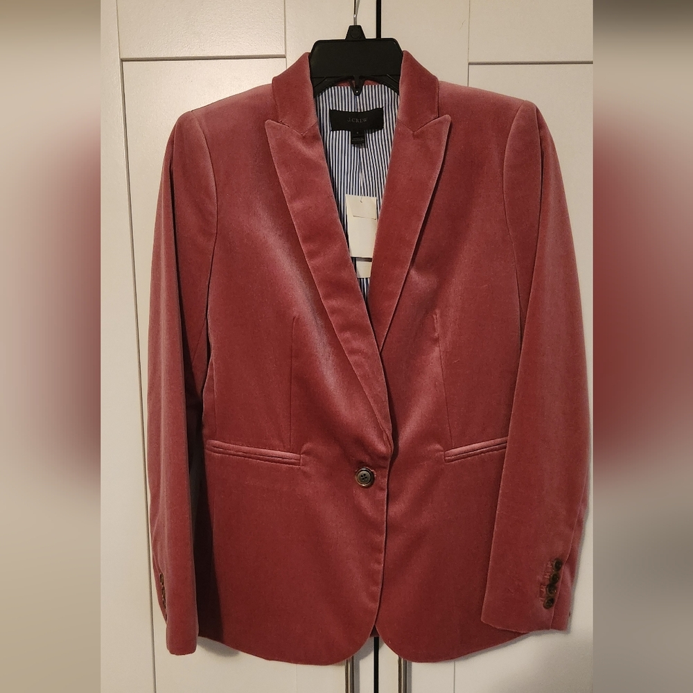 J. Crew Parke Velvet Blazer, dusty rose pink